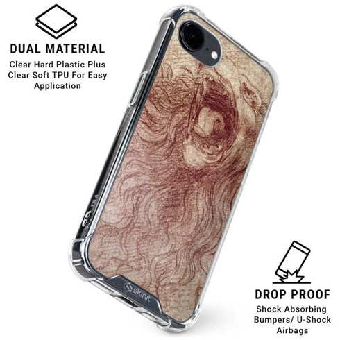 da Vinci - Sketch of a roaring lion by Da Vinci iPhone 16e Clear Case