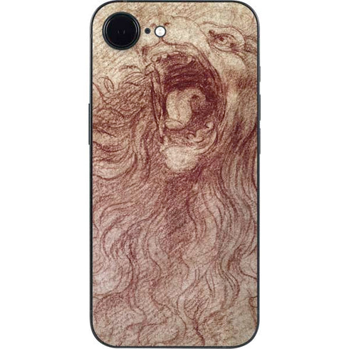 da Vinci - Sketch of a roaring lion by Da Vinci iPhone 16e Skin