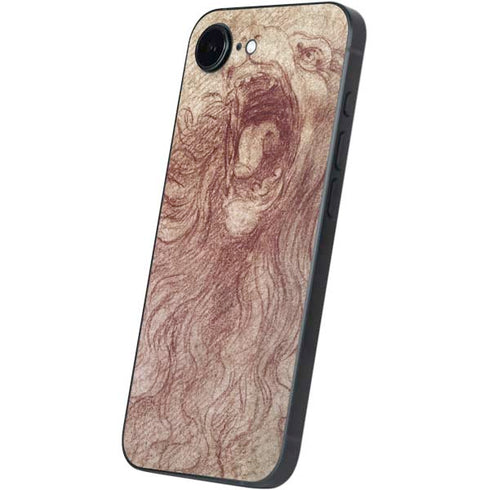 da Vinci - Sketch of a roaring lion by Da Vinci iPhone 16e Skin