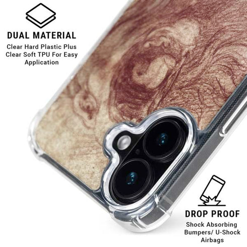 da Vinci - Sketch of a roaring lion by Da Vinci iPhone 17 Clear Case