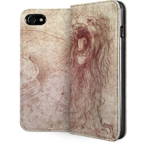 Leonardo da Vinci Sketch of a roaring lion iPhone SE (2nd & 3rd Gen) Folio Case