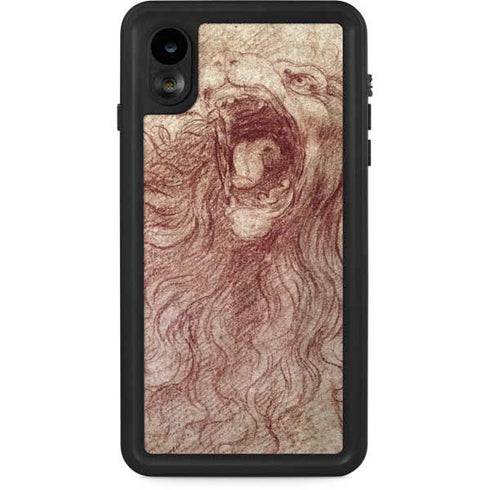 da Vinci - Sketch of a roaring lion by Da Vinci iPhone Cases
