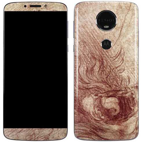 da Vinci - Sketch of a roaring lion by Da Vinci Moto E5 Plus Skin