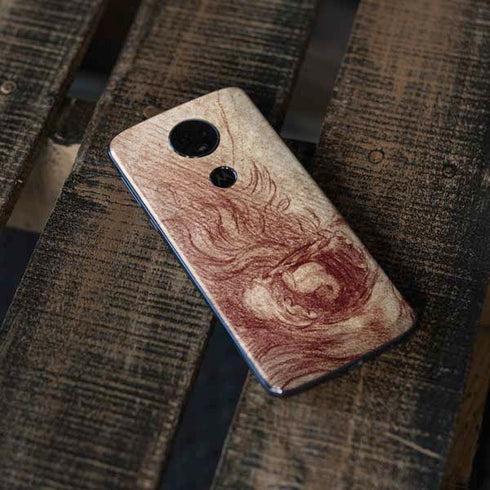 da Vinci - Sketch of a roaring lion by Da Vinci Moto E5 Plus Skin