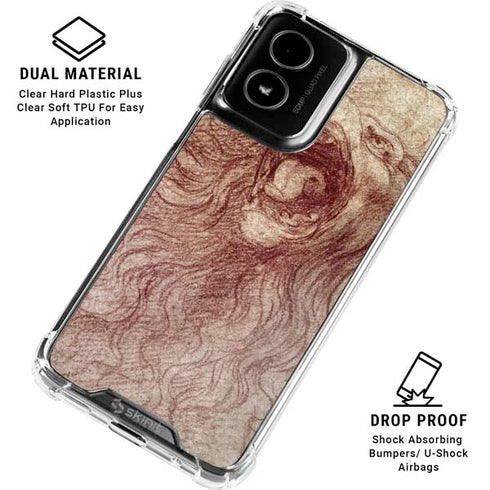 da Vinci - Sketch of a roaring lion by Da Vinci Moto G Power 5G (2024) Clear Case