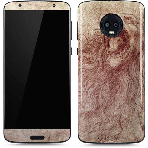 da Vinci - Sketch of a roaring lion by Da Vinci Moto G6 Skin