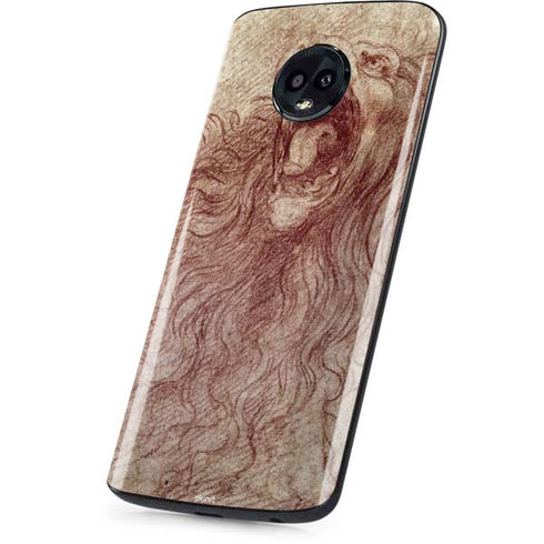 da Vinci - Sketch of a roaring lion by Da Vinci Moto G6 Skin