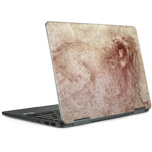 da Vinci - Sketch of a roaring lion by Da Vinci Notebook 9 Pro 13in (2017) Skin