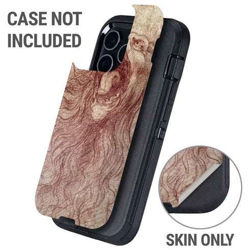 da Vinci - Sketch of a roaring lion by Da Vinci Otterbox Defender iPhone Skin