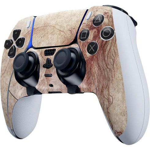 Leonardo da Vinci Sketch of a roaring lion PS5 DualSense Edge Pro Controller Skin