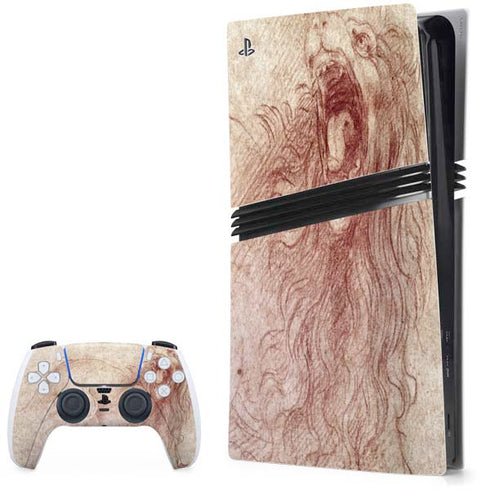 da Vinci - Sketch of a roaring lion by Da Vinci PS5 Pro Bundle Skin