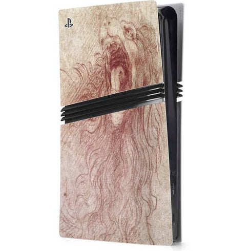 da Vinci - Sketch of a roaring lion by Da Vinci PS5 Pro Console Skin