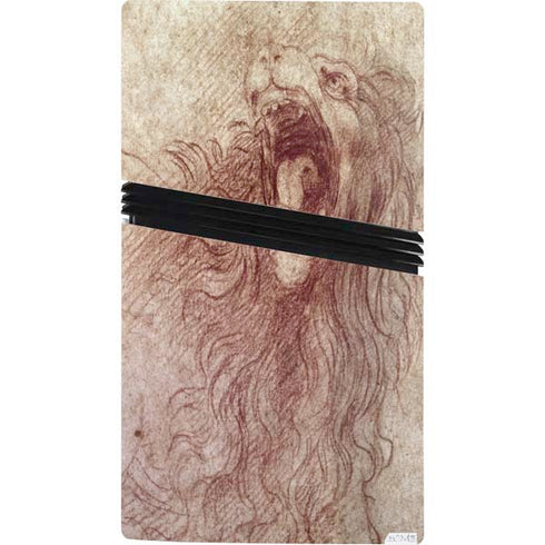 da Vinci - Sketch of a roaring lion by Da Vinci PS5 Pro Console Skin