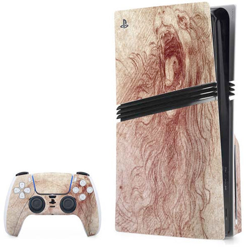 da Vinci - Sketch of a roaring lion by Da Vinci PlayStation PS5 Skins