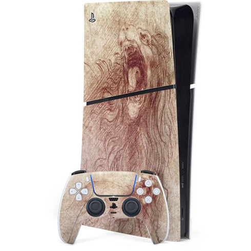 da Vinci - Sketch of a roaring lion by Da Vinci PlayStation PS5 Skins