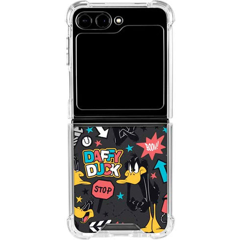 Looney Tunes Daffy Duck Patches Galaxy Z Flip6 Clear Case