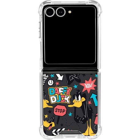 Looney Tunes Daffy Duck Patches Galaxy Z Flip7 Clear Case