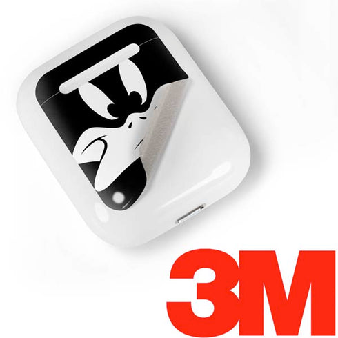 Looney Tunes Daffy Duck Plain Black and White Apple AirPods Skin