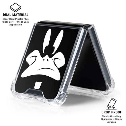Looney Tunes Daffy Duck Plain Black and White Galaxy Z Flip7 Clear Case