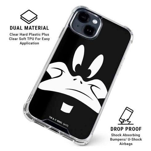 Looney Tunes Daffy Duck Plain Black and White iPhone 15 Clear Case
