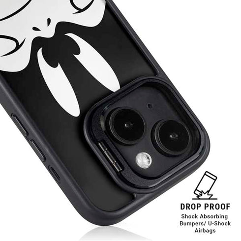 Looney Tunes Daffy Duck Plain Black and White iPhone 15 Kickstand Case