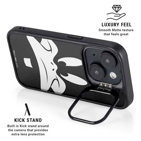 Looney Tunes Daffy Duck Plain Black and White iPhone 15 Plus Kickstand Case