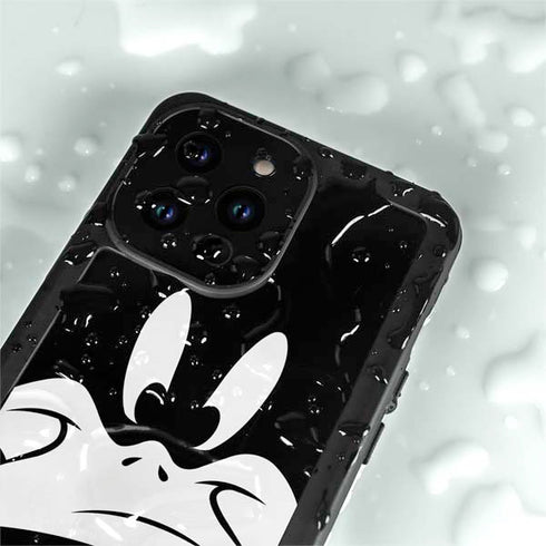 Looney Tunes Daffy Duck Plain Black and White iPhone 15 Pro Waterproof Case