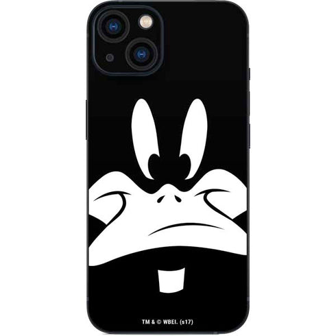 Looney Tunes Daffy Duck Plain Black and White iPhone 15 Skin