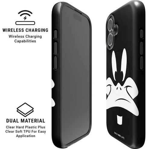 Looney Tunes Daffy Duck Plain Black and White iPhone 16 Magsafe Impact Case
