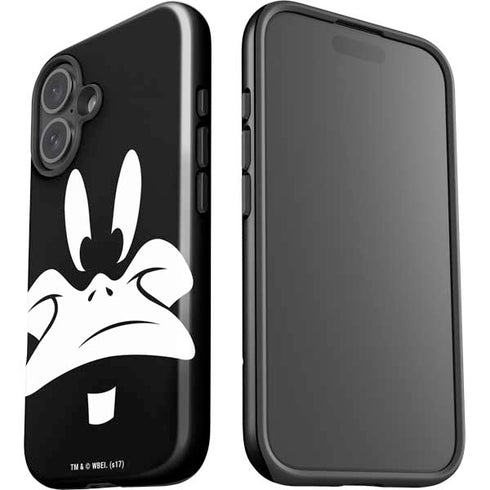Looney Tunes Daffy Duck Plain Black and White iPhone 16 Plus Impact Case