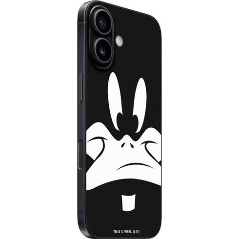 Looney Tunes Daffy Duck Plain Black and White iPhone 16 Plus Skin