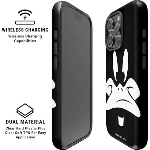 Looney Tunes Daffy Duck Plain Black and White iPhone 16 Pro Max Magsafe Impact Case
