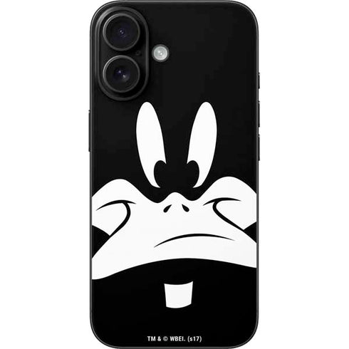 Looney Tunes Daffy Duck Plain Black and White iPhone 16 Skin
