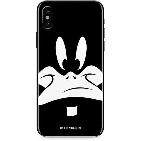 Looney Tunes Daffy Duck Plain Black and White iPhone XS Skin