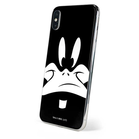 Looney Tunes Daffy Duck Plain Black and White iPhone XS Skin