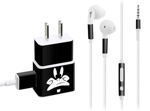 Looney Tunes Daffy Duck Plain Black and White Phone Charger Skin