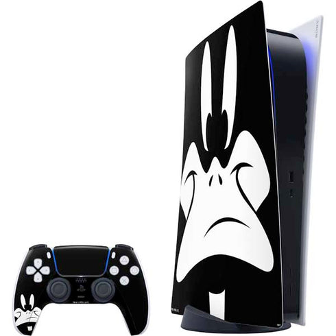 Looney Tunes Daffy Duck Plain Black and White PlayStation PS5 Skins