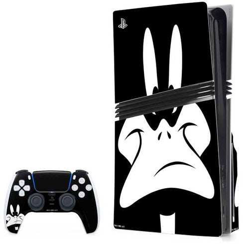 Looney Tunes Daffy Duck Plain Black and White PlayStation PS5 Skins