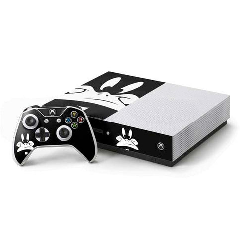 Looney Tunes Daffy Duck Plain Black and White Xbox One S Console and Controller Bundle Skin
