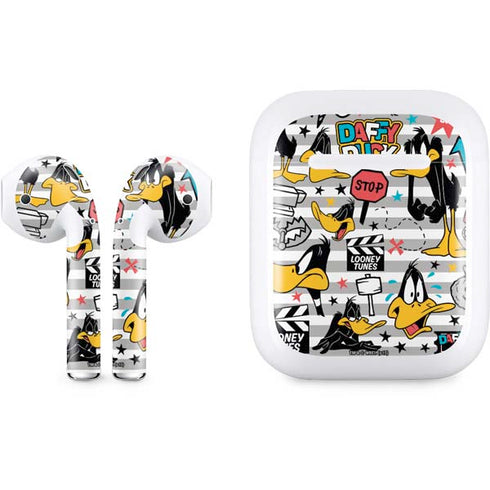 Looney Tunes Daffy Duck Striped Patches Apple AirPods Skin