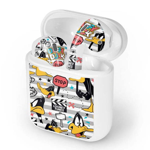 Looney Tunes Daffy Duck Striped Patches Apple AirPods Skin
