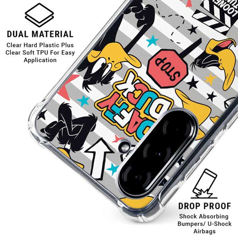 Looney Tunes Daffy Duck Striped Patches Galaxy A36 5G Clear Case
