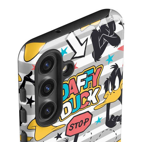 Looney Tunes Daffy Duck Striped Patches Galaxy S25 Plus Impact Case