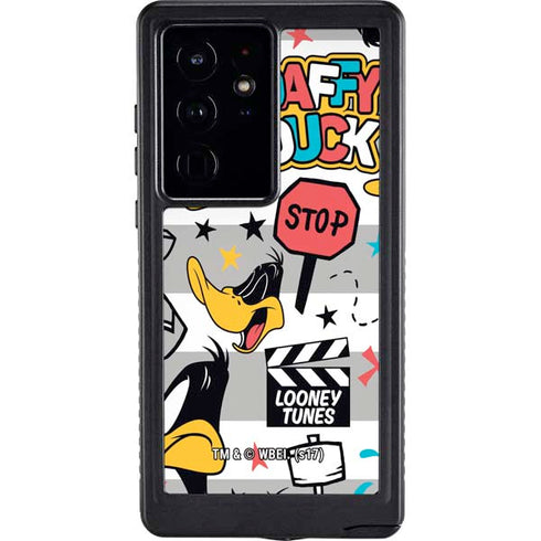 Looney Tunes Daffy Duck Striped Patches Galaxy S24 Ultra Waterproof Case