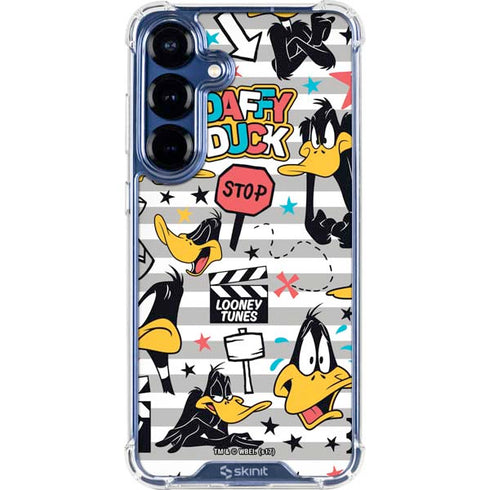 Looney Tunes Daffy Duck Striped Patches Galaxy S25 Clear Case