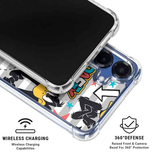 Looney Tunes Daffy Duck Striped Patches Galaxy S25 Clear Case