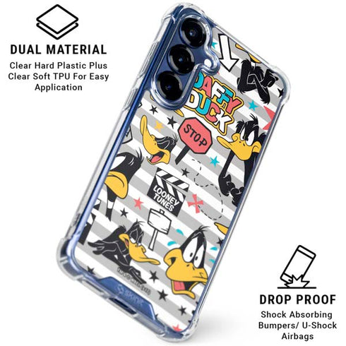 Looney Tunes Daffy Duck Striped Patches Galaxy S25 Clear Case