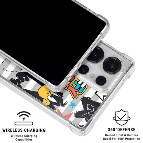 Looney Tunes Daffy Duck Striped Patches Galaxy S25 Ultra Clear Case