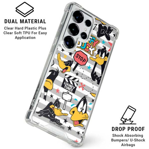 Looney Tunes Daffy Duck Striped Patches Galaxy S25 Ultra Clear Case