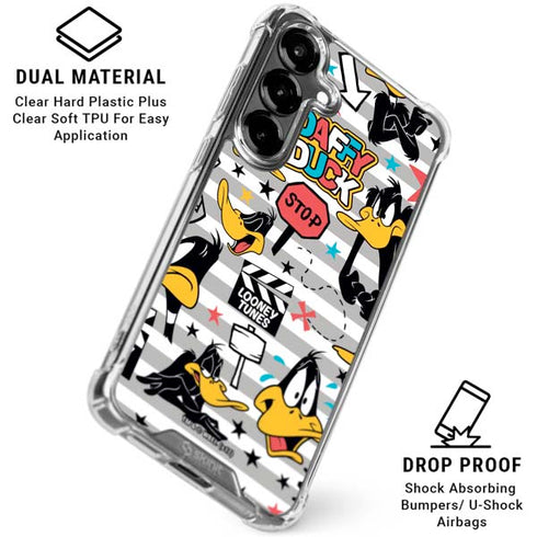 Looney Tunes Daffy Duck Striped Patches Galaxy S26 Clear Case